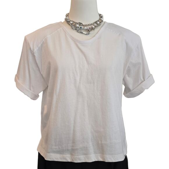 As Thought Loose-fitted White Padded Shoulder Tee Sz S/M - Picture 1 of 5